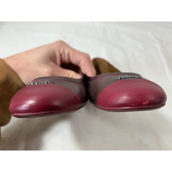 Coach Chelsea Black Cherry Metallic Leather Ballet Flats Size 5.5B - Picture 9 of 13